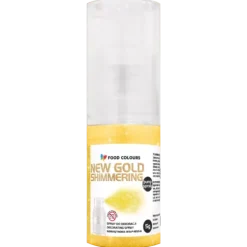 Food Colours Barwniki W Sprayu | Barwnik Metalizowany w opakowaniu z pompką do aplikacji Shimmering New Gold BEZ E171 5 g