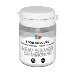 Food Colours Barwniki W Proszku | Barwnik w proszku srebrny Silver Shimmering 20 g