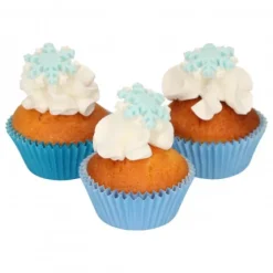 FunCakes Dekoracje Cukrowe | Dekoracje cukrowe białe i niebieskie Śnieżynki 12 szt.