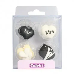 Culpitt Dekoracje Cukrowe | Dekoracje cukrowe na ślub Mr & Mrs 12 szt.
