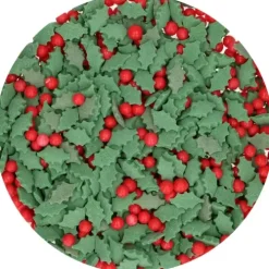 FunCakes Posypki Cukrowe | Dekoracje cukrowe Ostrokrzew Mix 55 g