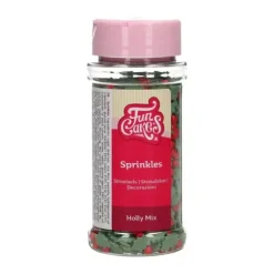 FunCakes Posypki Cukrowe | Dekoracje cukrowe Ostrokrzew Mix 55 g