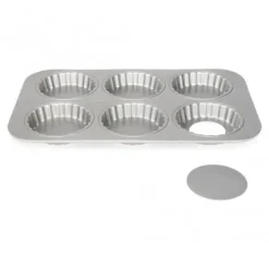 Patisse Formy Do Tart | Forma do tartaletek z wyjmowanym dnem 6 otworów,10 cm