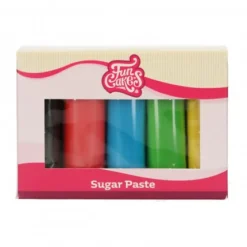 FunCakes Masy Cukrowe | Masa cukrowa zestaw kolory podstawowe "Essential Colours" 5 x 100 g -