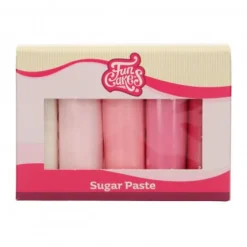 FunCakes Masy Cukrowe | Masa cukrowa zestaw odcienie różu "Pink Colour" 5 x 100 g -