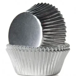 House of Marie Papilotki | Papilotki do muffinek błyszczące srebrne (24 szt) -