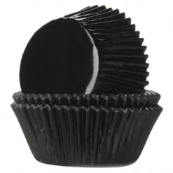 House of Marie Papilotki | Papilotki do muffinek błyszczące czarne (24 szt) -