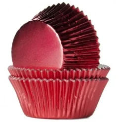 House of Marie Papilotki | Papilotki do muffinek błyszczące czerwone (24 szt) -