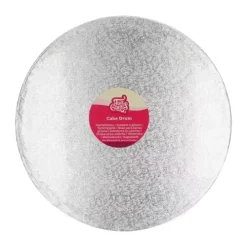 FunCakes Podkłady | Podkład okrągły pod tort srebrny 35 cm sztywny -